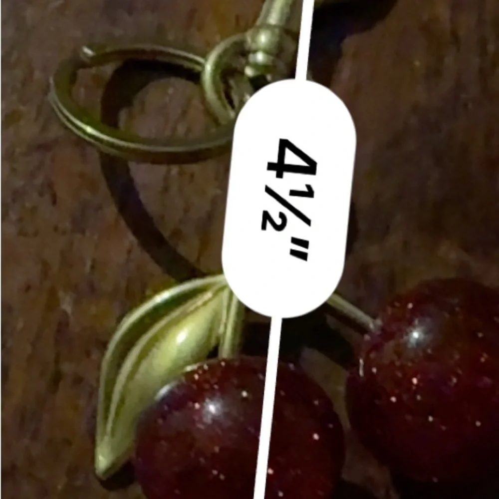 Gold and Red Cherry Bag Charm Keychain